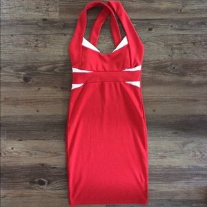 Red & White Halter Dress